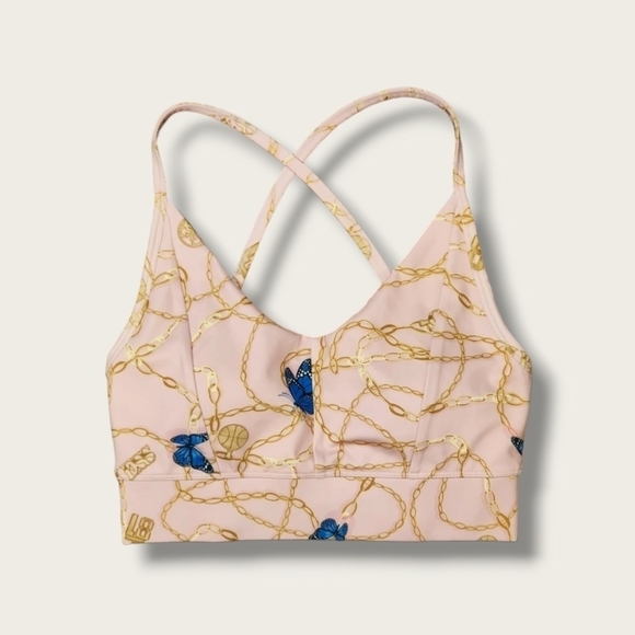 NWT GUESS CHAIN & CHARMS PINK COMBO SPORTS BRA $69 - Picture 4 of 9